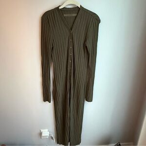 Enza Costa Long Sleeve Ribbed Dress in Olive